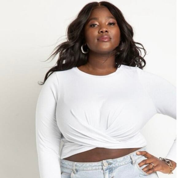 ELOQUII Long Sleeve Twist Front Crop Top - NWT - 18/20 - 2X - Picture 1 of 4